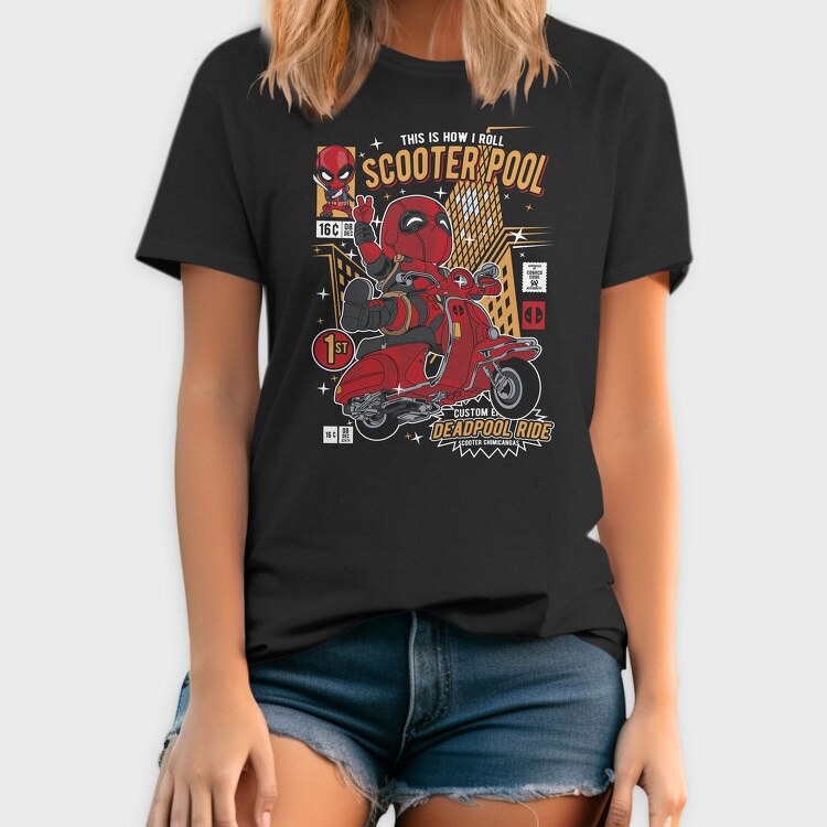 Deadpool Scooter Rider, Tricou Barbati (Unisex)