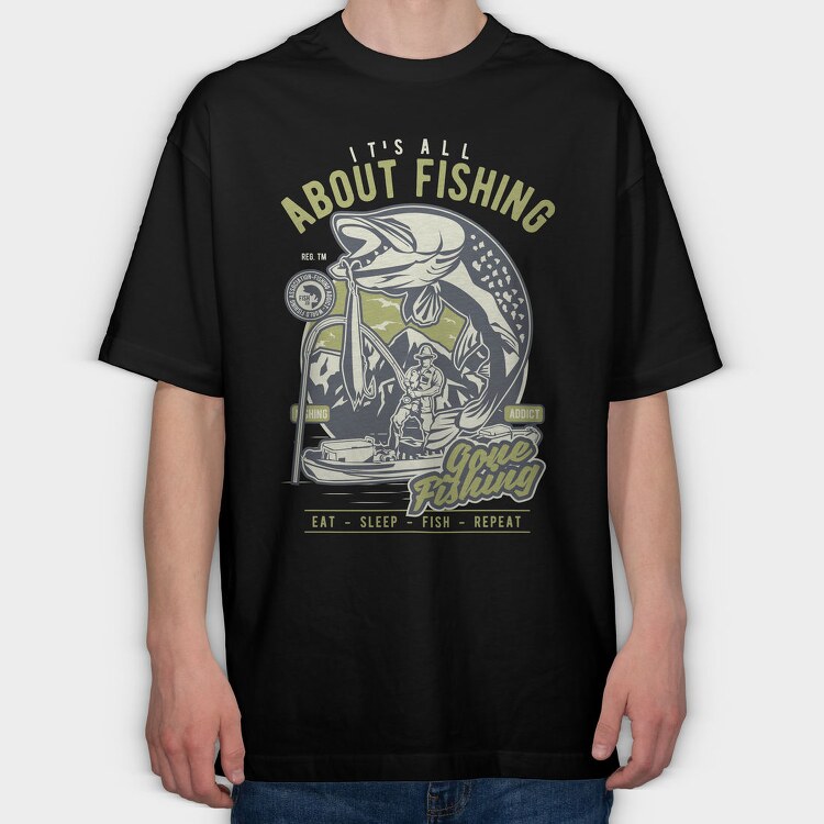 All About Fishing, Tricou Oversize Barbati (Unisex)
