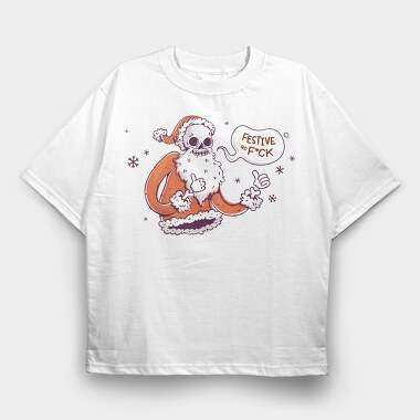Anti Christmas Vintage Retro Skeleton Santa, Tricou Oversize Barbati (Unisex)
