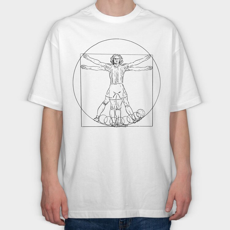 Vitruvian Man Football, Tricou Oversize Barbati (Unisex)