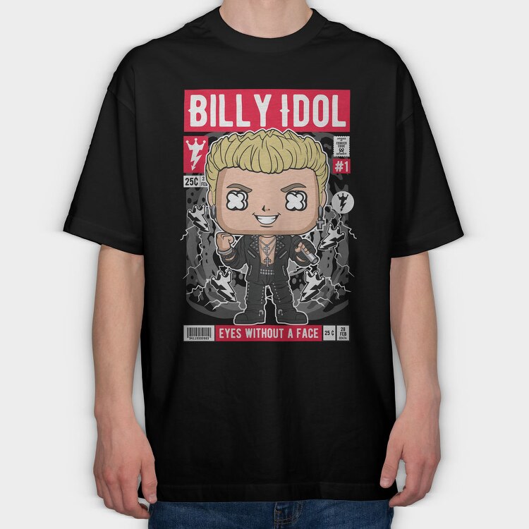 Billy Idol Pop Vinyl, Tricou Oversize Barbati (Unisex)