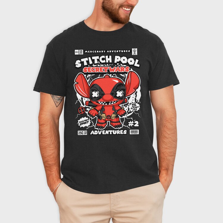 Deadpool Stitch Adventures, Tricou Barbati (Unisex)