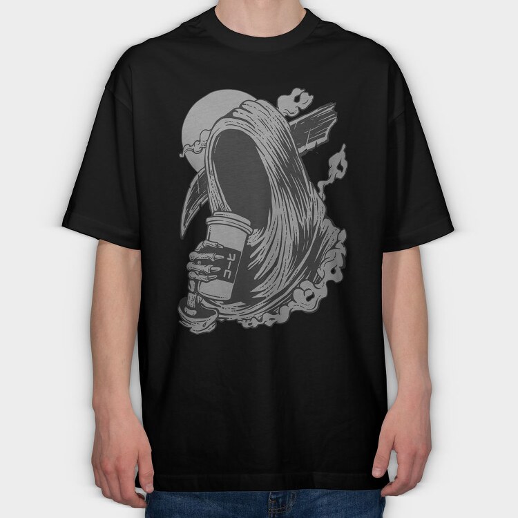 Death Before Decaf, Tricou Oversize Barbati (Unisex)