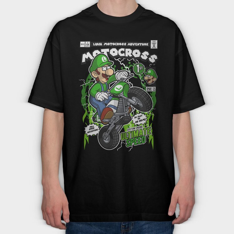 Luigi Motocross Adventure, Tricou Oversize Barbati (Unisex)