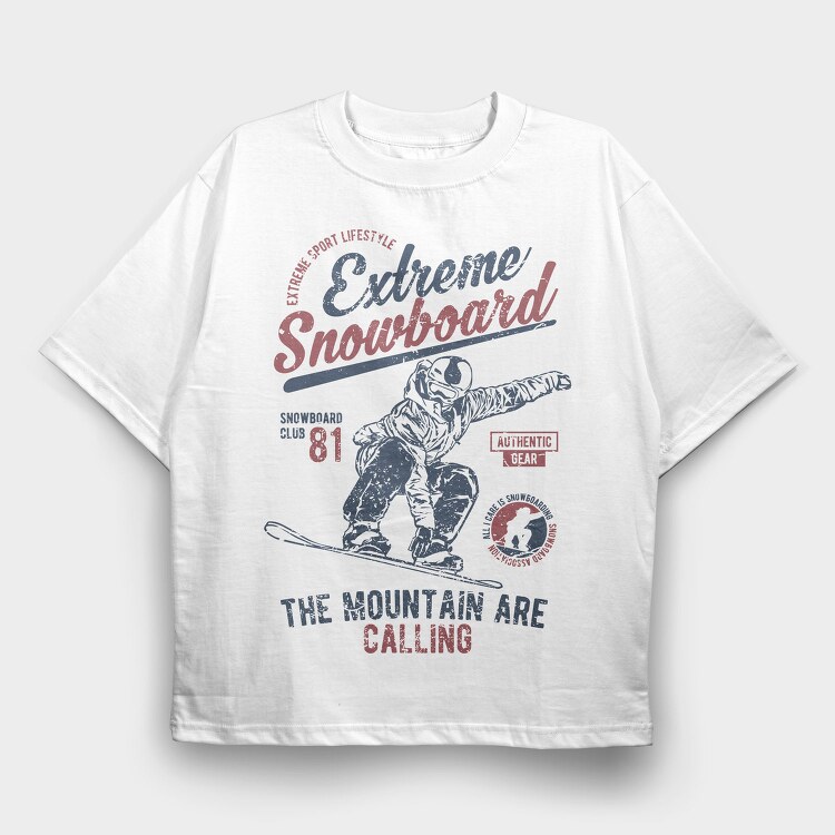 Extreme Snowboard, Tricou Oversize Barbati (Unisex)