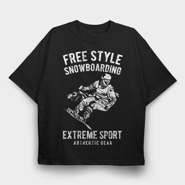 Free Style Snowboarding, Tricou Oversize Barbati (Unisex)