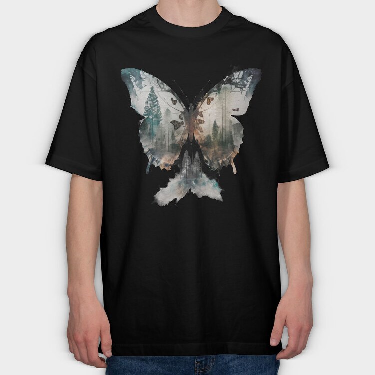 Butterfly Forest Silhouette, Tricou Oversize Barbati (Unisex)