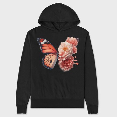 Butterfly Serenity Flowers, Hanorac Oversize Barbati (Unisex)