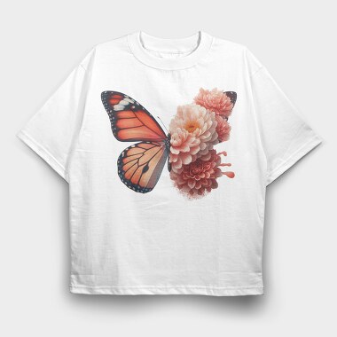 Butterfly Serenity Flowers, Tricou Oversize Barbati (Unisex)