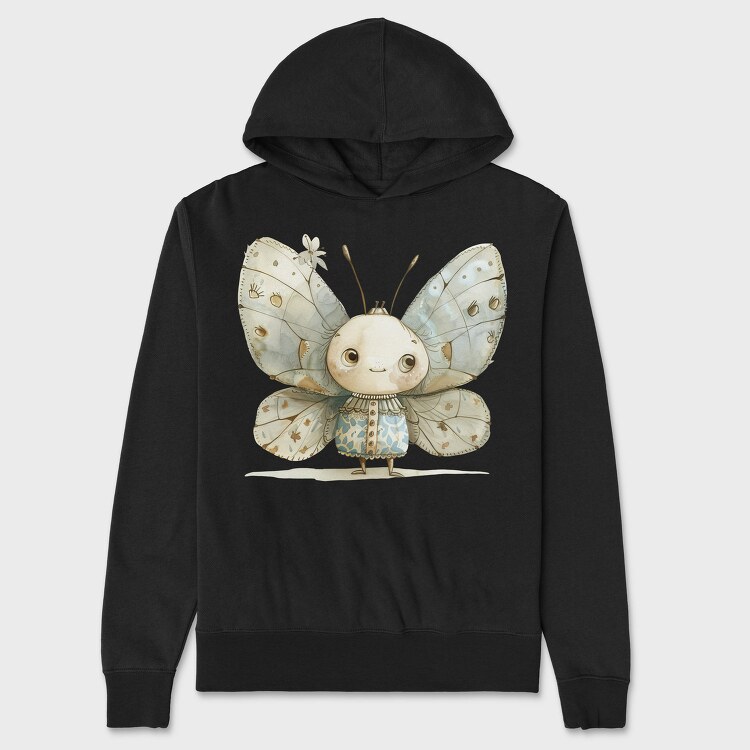 Butterfly Vintage Girl, Hanorac Oversize Barbati (Unisex)