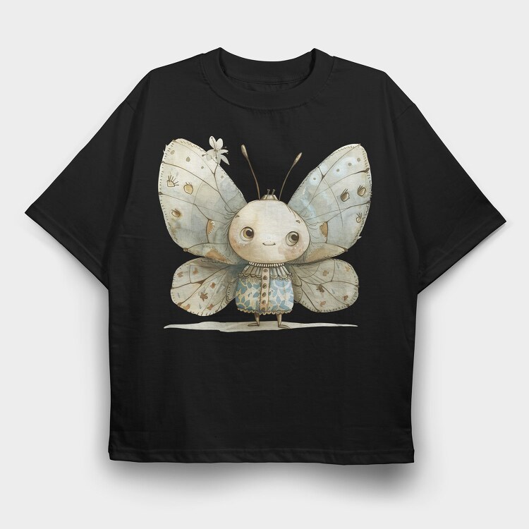Butterfly Vintage Girl, Tricou Oversize Barbati (Unisex)
