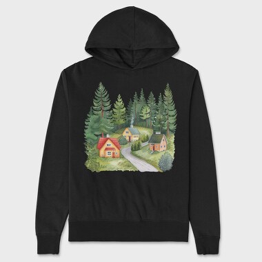 Cabin In Forest, Hanorac Oversize Barbati (Unisex)