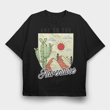 Cactus Mountain Adventure, Tricou Oversize Barbati (Unisex)