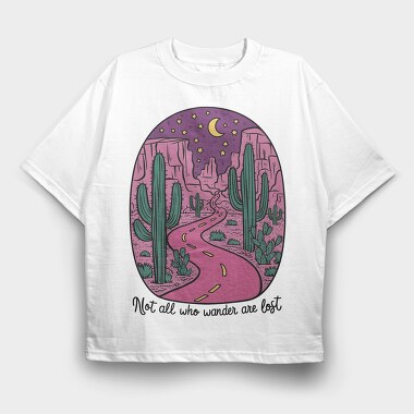 Cactus Night Moonlight, Tricou Oversize Barbati (Unisex)