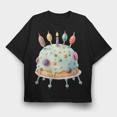Cake Birthday Candles, Tricou Oversize Barbati (Unisex)