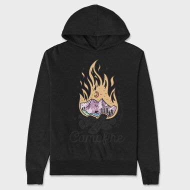 Campfire Mountain Night, Hanorac Oversize Barbati (Unisex)