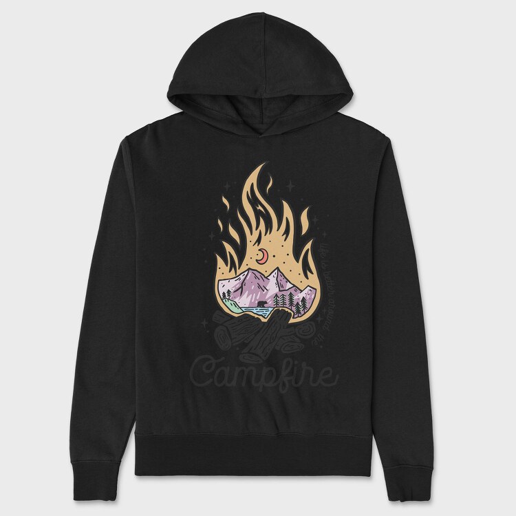 Campfire Mountain Night, Hanorac Oversize Barbati (Unisex)
