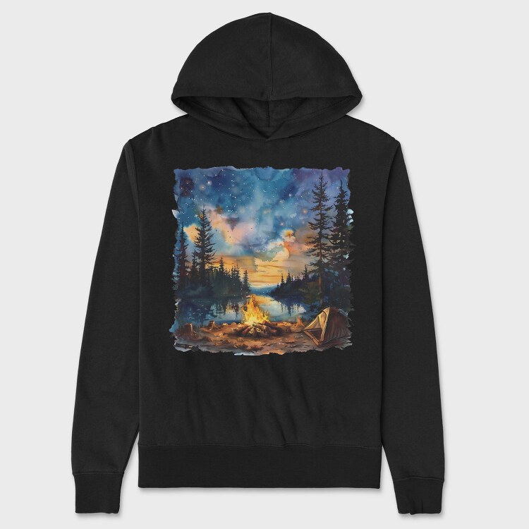 Campfire Night Forest, Hanorac Oversize Barbati (Unisex)