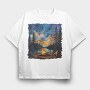 Campfire Night Forest, Tricou Oversize Barbati (Unisex)