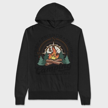 Camping Friends Drinks, Hanorac Oversize Barbati (Unisex)