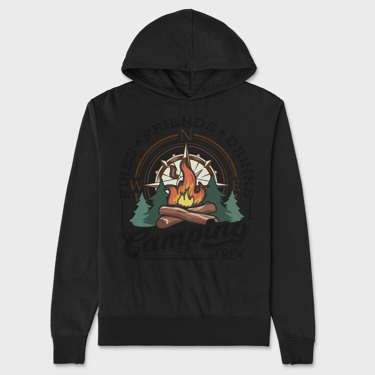 Camping Friends Drinks, Hanorac Oversize Barbati (Unisex)