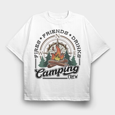 Camping Friends Drinks, Tricou Oversize Barbati (Unisex)