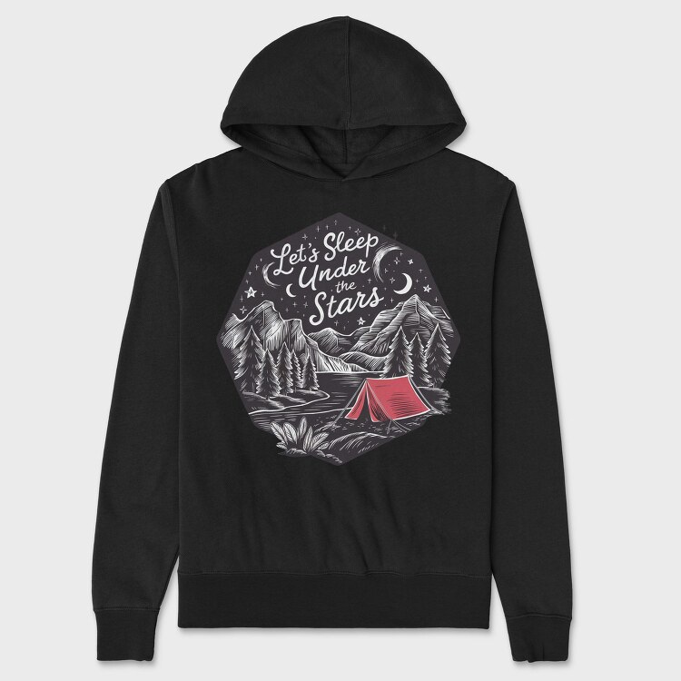 Camping Mountain Night, Hanorac Oversize Barbati (Unisex)