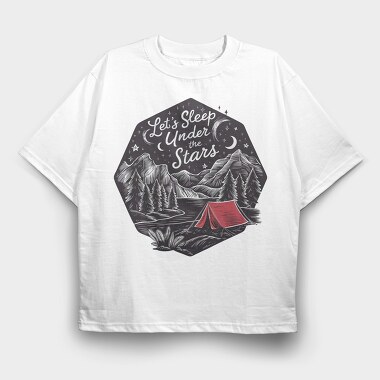 Camping Mountain Night, Tricou Oversize Barbati (Unisex)