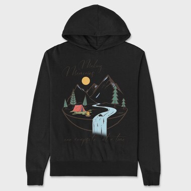 Camping Mountain River, Hanorac Oversize Barbati (Unisex)