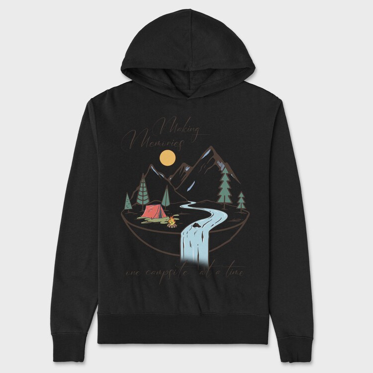 Camping Mountain River, Hanorac Oversize Barbati (Unisex)