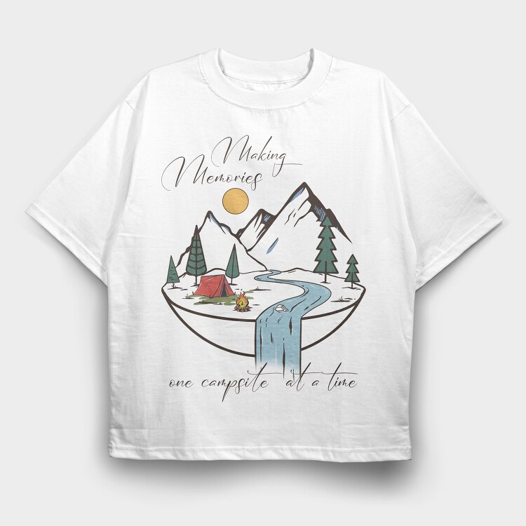Camping Mountain River, Tricou Oversize Barbati (Unisex)