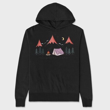 Camping Night Moon, Hanorac Oversize Barbati (Unisex)