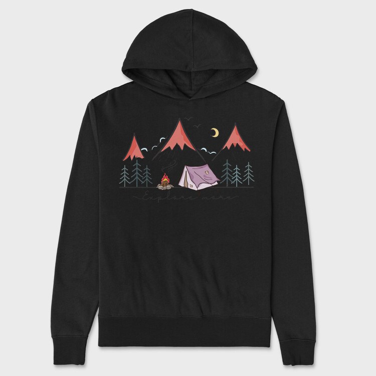 Camping Night Moon, Hanorac Oversize Barbati (Unisex)