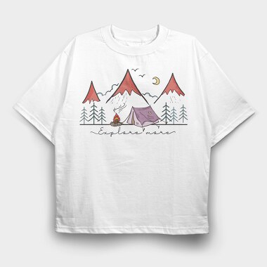 Camping Night Moon, Tricou Oversize Barbati (Unisex)