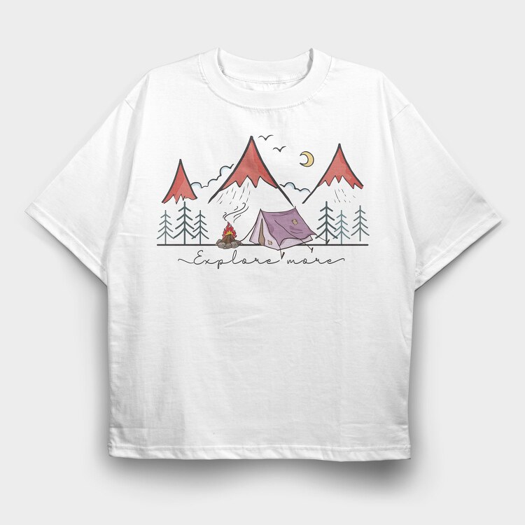 Camping Night Moon, Tricou Oversize Barbati (Unisex)
