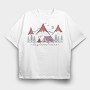 Camping Night Moon, Tricou Oversize Barbati (Unisex)