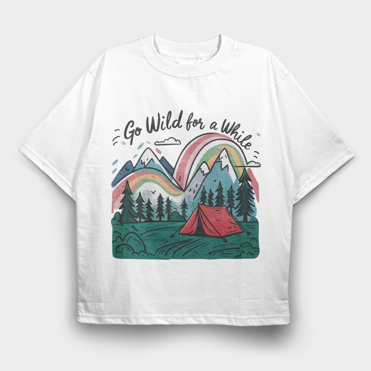 Camping Rainbow Mountain, Tricou Oversize Barbati (Unisex)