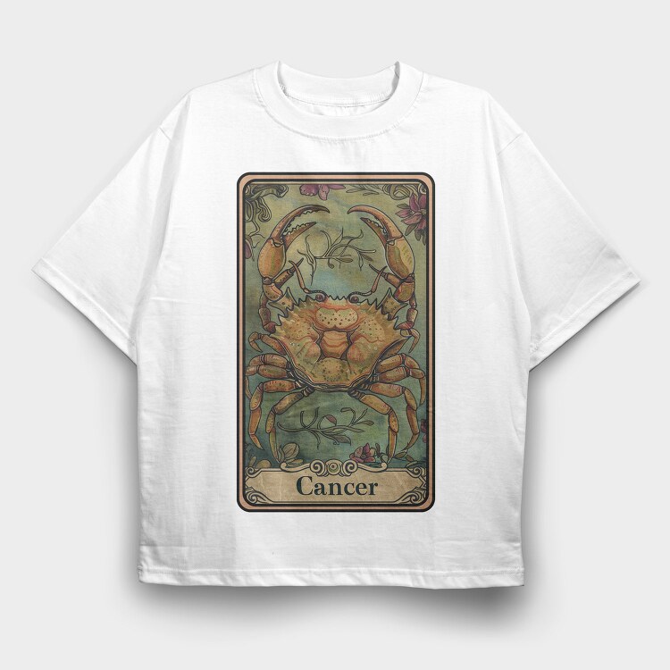 Cancer Crab Flowers, Tricou Oversize Barbati (Unisex)