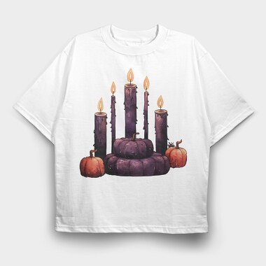 Candles Pumpkins Gothic, Tricou Oversize Barbati (Unisex)