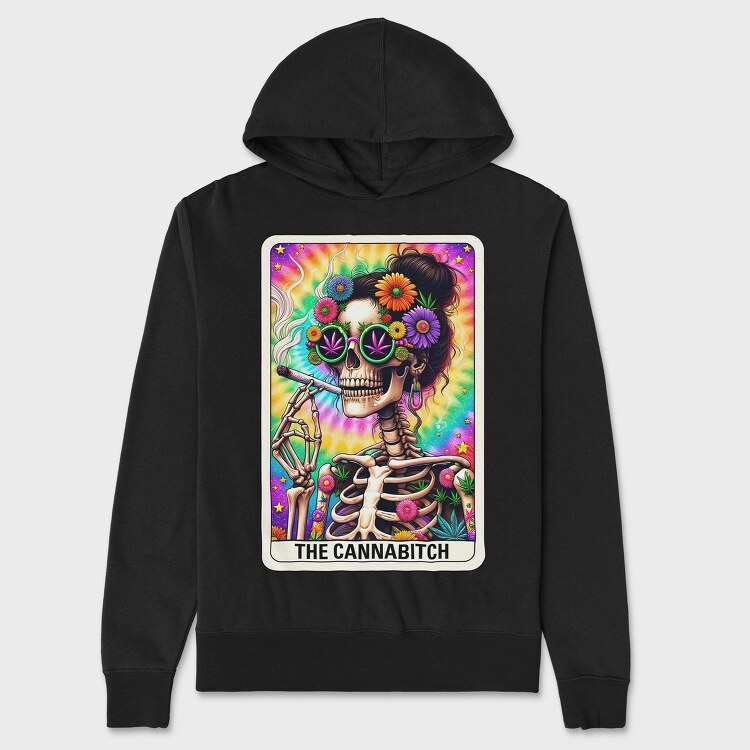 Cannabitch Skeleton Card, Hanorac Oversize Barbati (Unisex)