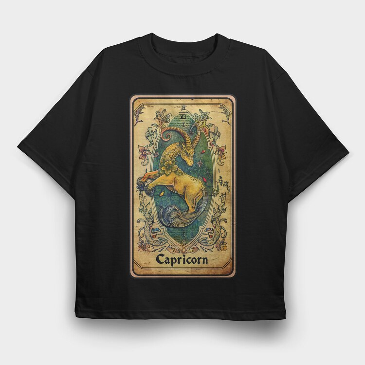 Capricorn Animal Floral, Tricou Oversize Barbati (Unisex)
