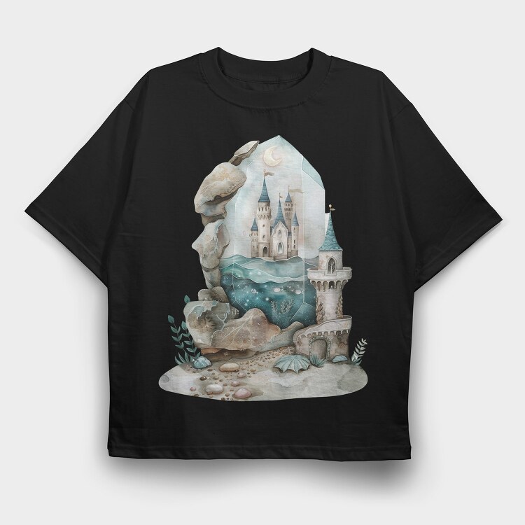 Castle In Crystal Ocean, Tricou Oversize Barbati (Unisex)
