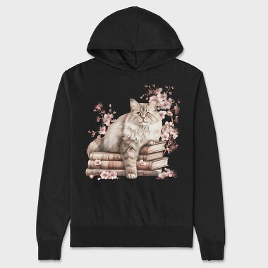 Cat Book Lover, Hanorac Oversize Barbati (Unisex)