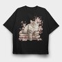 Cat Book Lover, Tricou Oversize Barbati (Unisex)