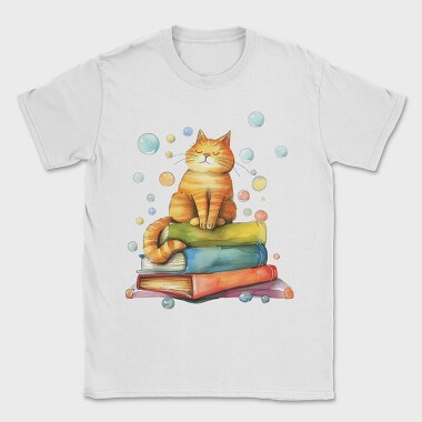 Cat Books Bubbles, Tricou Barbati (Unisex)