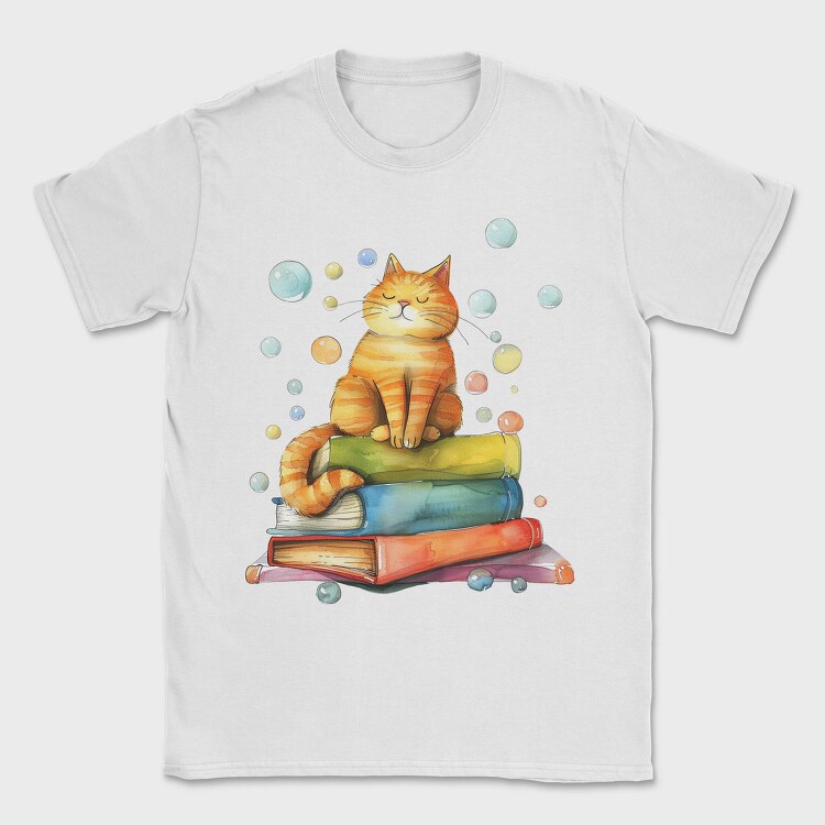 Cat Books Bubbles, Tricou Barbati (Unisex)