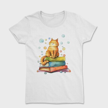 Cat Books Bubbles, Tricou Femei