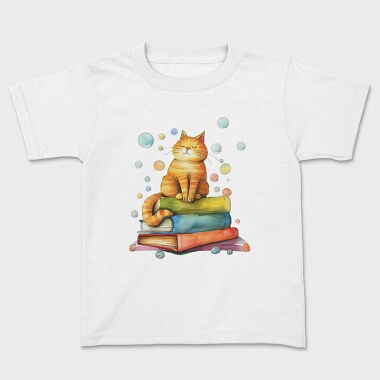 Cat Books Bubbles, Tricou Copii