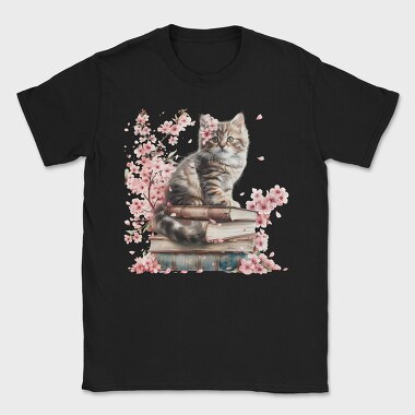 Cat Books Flowers, Tricou Barbati (Unisex)