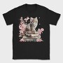 Cat Books Flowers, Tricou Barbati (Unisex)